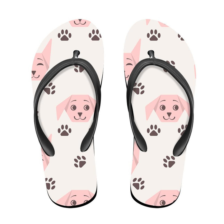 The Funny Dog Welcomes In Cartoon Background Flip Flops For Men And Women