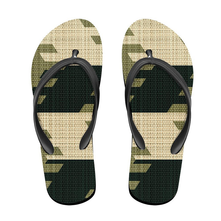 Abstract Geometry Urban Camo Knitted Pattern Flip Flops For Men And Women