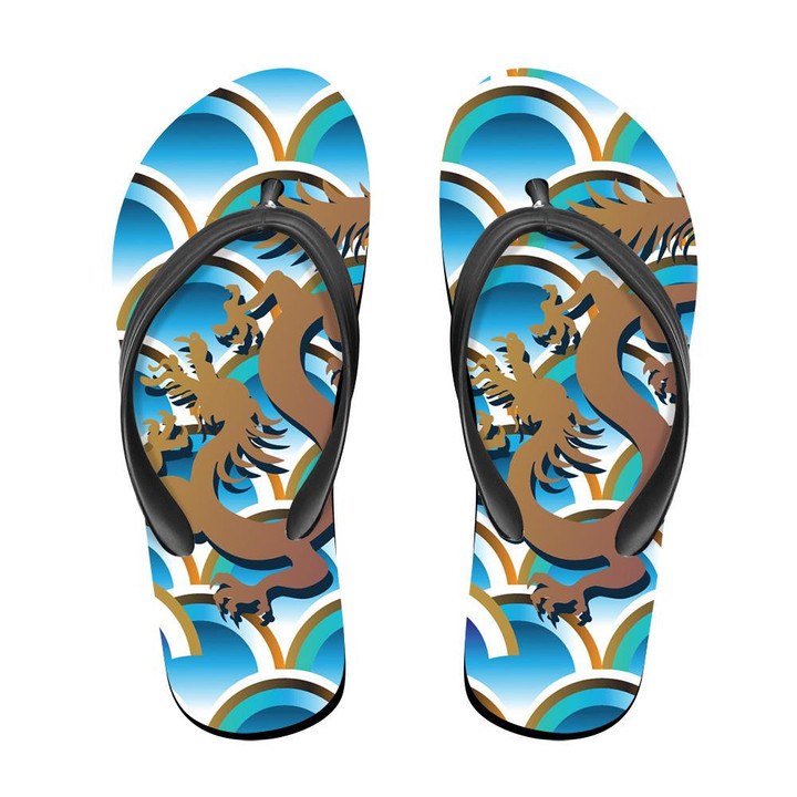 Abstract Chinese Japanese Scaly Skin And Dragon Flip Flops For Men And Women