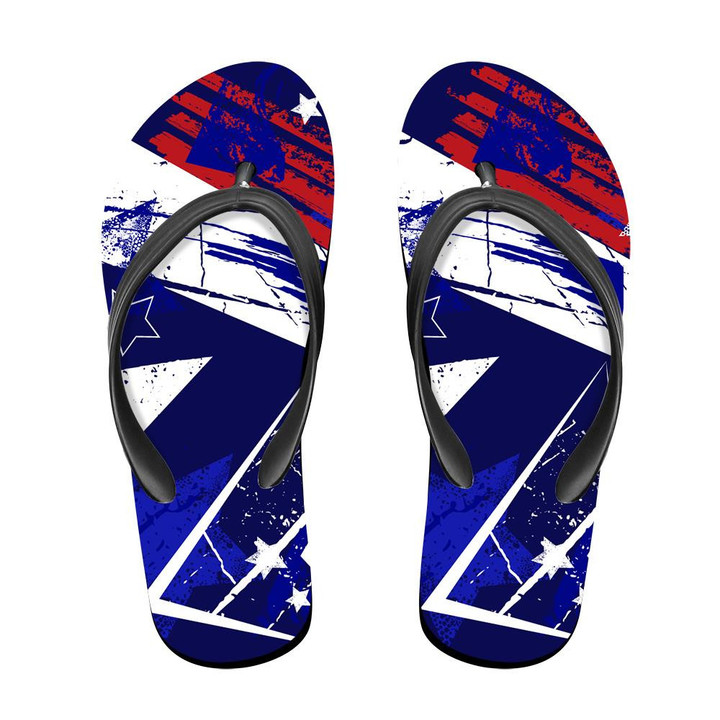 Abstract American Star Grunge Geometric Painting Flip Flops For Men And Women