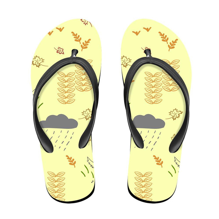 A Wolf In Autumn With An Umbrella In The Rain Flip Flops For Men And Women