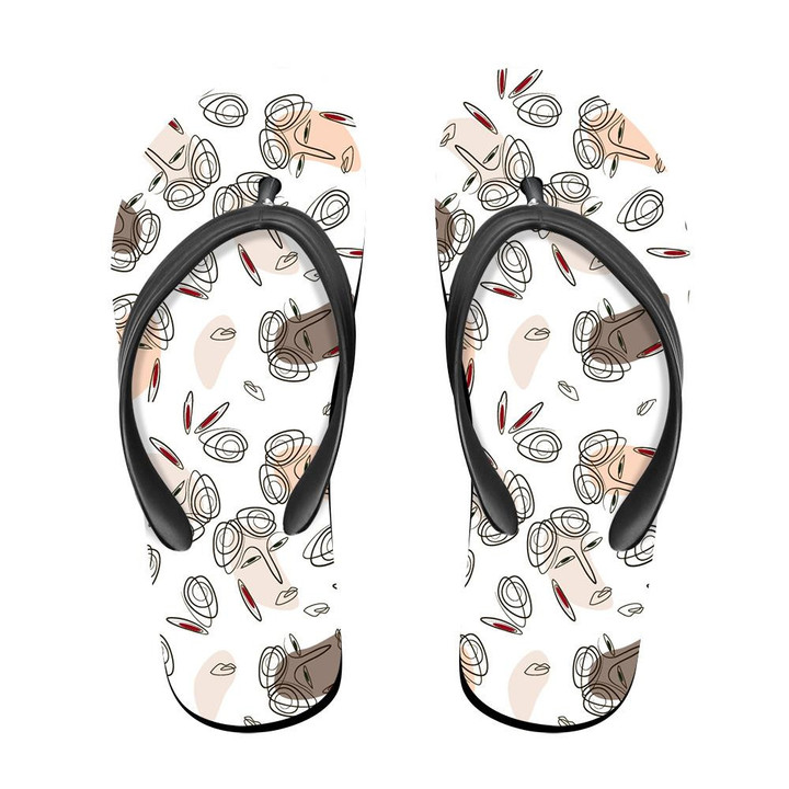 A Pattern Of Faces Of Different Skin Colors Flip Flops For Men And Women