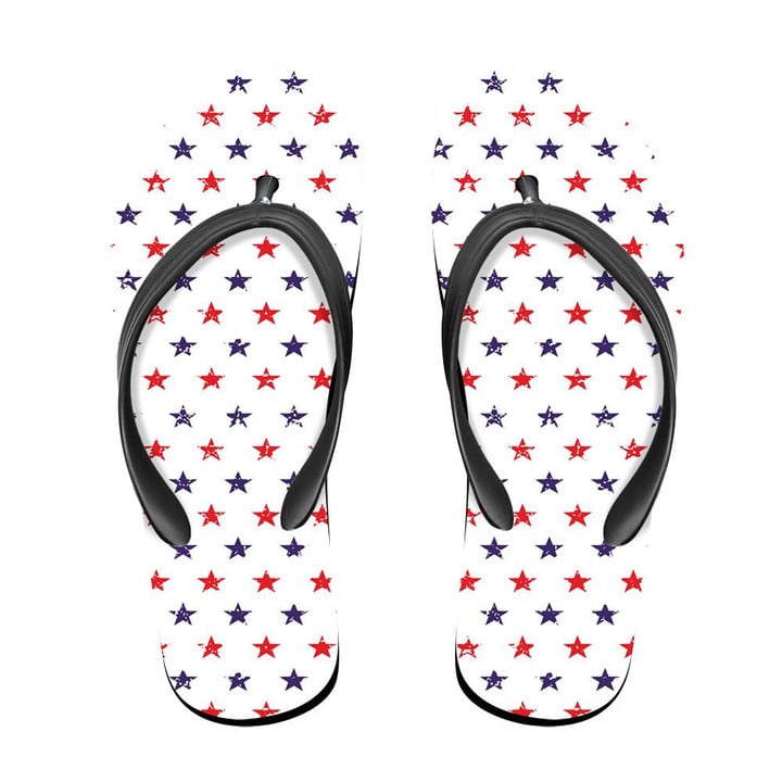 4th July Stars Grunge Abstract Pattern Flip Flops For Men And Women