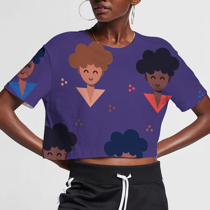 Young Women Of Different Color In Uniform Illustration 3D Women's Crop Top