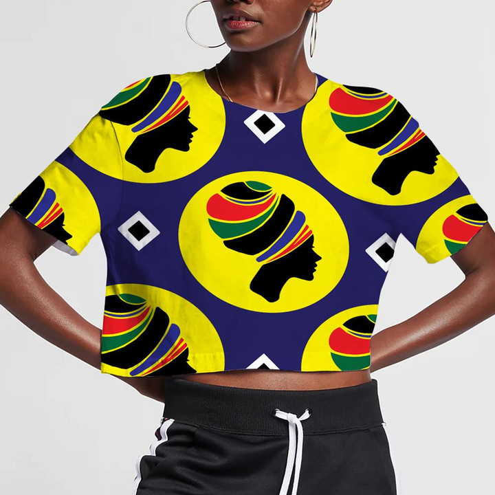 Yellow Circle African American Ethnic Woman 3D Women's Crop Top