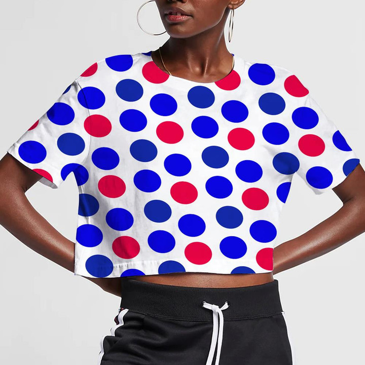 USA National Holiday Repeating Texture With Polka Dots 3D Women's Crop Top