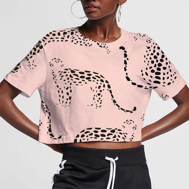 Trendy Texture Abstract Leopard On Pink 3D Women's Crop Top
