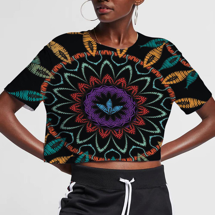 Tapestry Round Floral Abstract Mandala Motif 3D Women's Crop Top