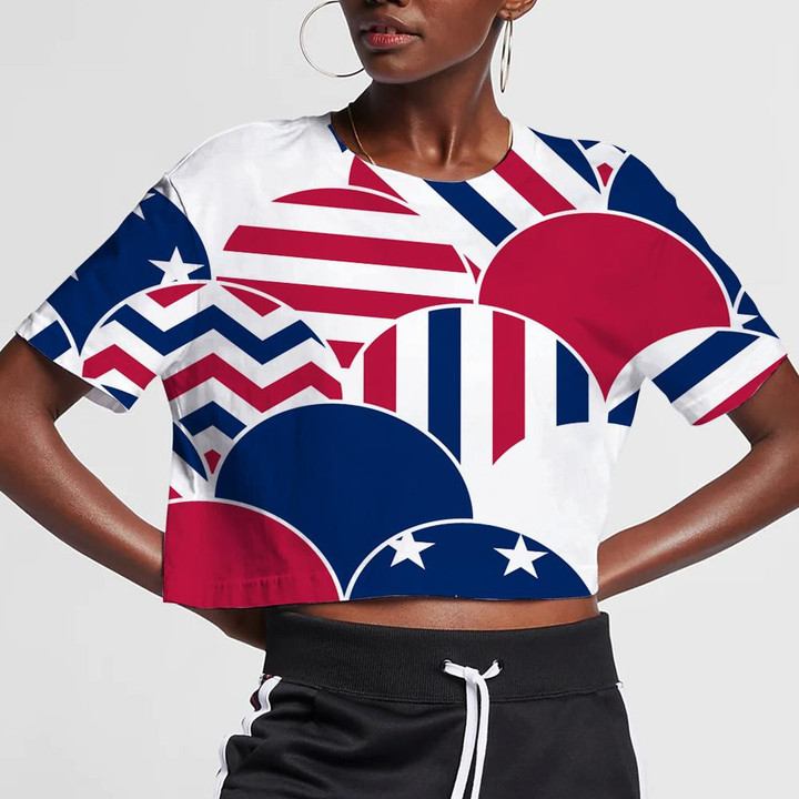 Scale Pattern With Various Patriotic American Flag Colors 3D Women's Crop Top