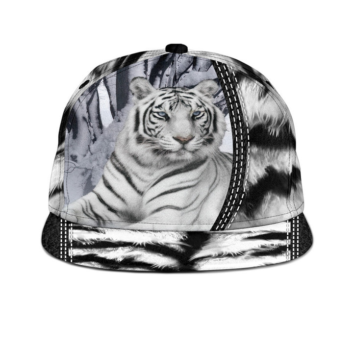 Animal World White Tiger Design Printing Snapback Hat