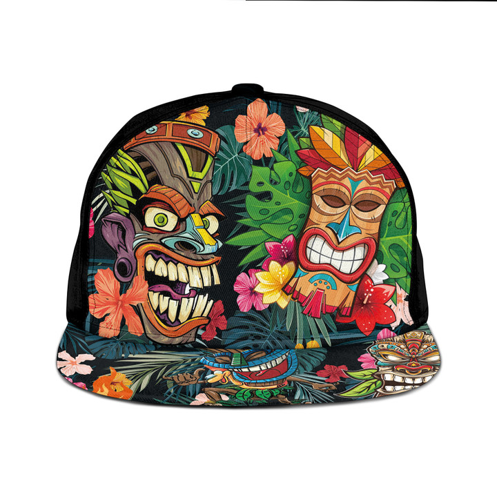 Aloha Tiki Tki Floral Colorful Pattern Printing Snapback Hat