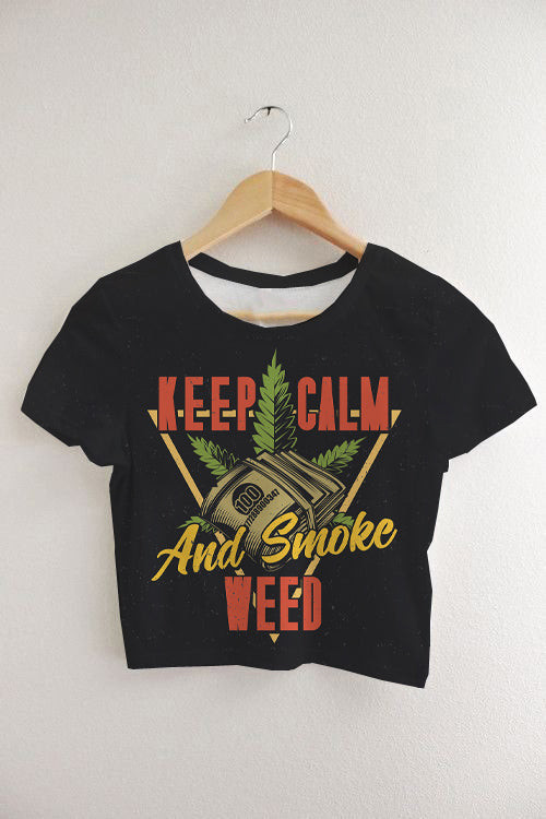 Keep Calm And Smoke 3D Women's Crop Top