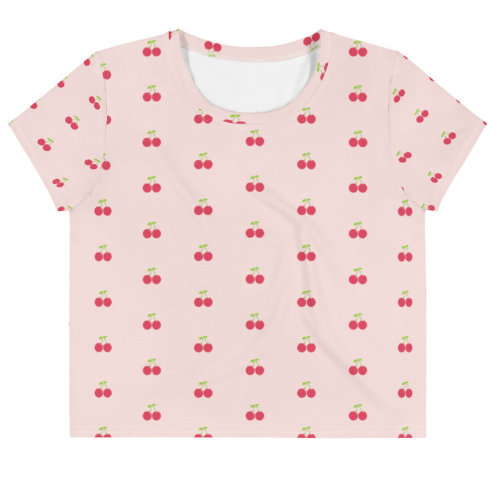 Girly Cherry Fruit Pattern 3D Women's Crop Top