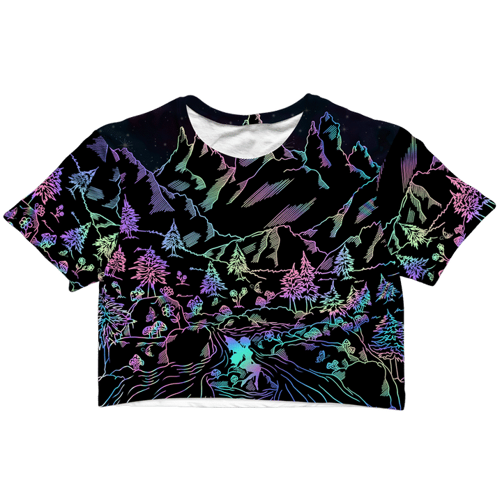 Psychedelic Colorful Stunning Forest And Mountain 3D Women's Crop Top