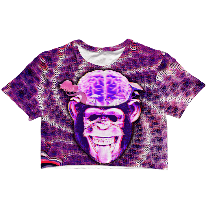 Stoned Ape Brain Purple Psychedelic 3D Women's Crop Top