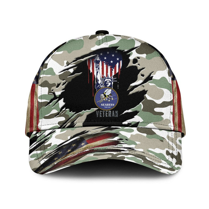 Liberty Torch And Camo Pattern Background Printed Baseball Cap Hat