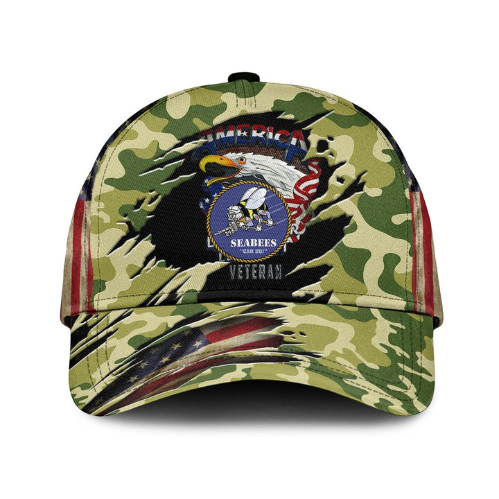 
Patriotic USA Flag Bald Eagle And Camo Pattern Background Printed Baseball Cap Hat
