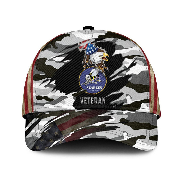 Eagle That Breaking America Flag And Classic Camo Pattern Printed Baseball Cap Hat
