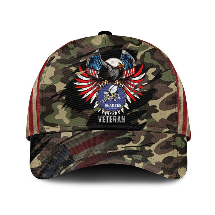 
American Eagle Patriotic Flag And Hunting Camo Pattern Printed Baseball Cap Hat