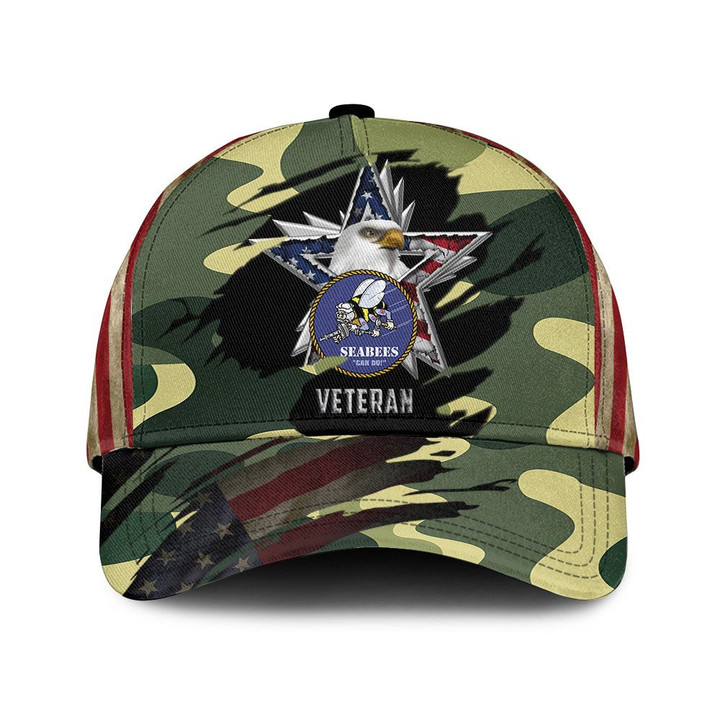 Bald Eagle Against The United States And Camo Pattern Background Printed Baseball Cap Hat