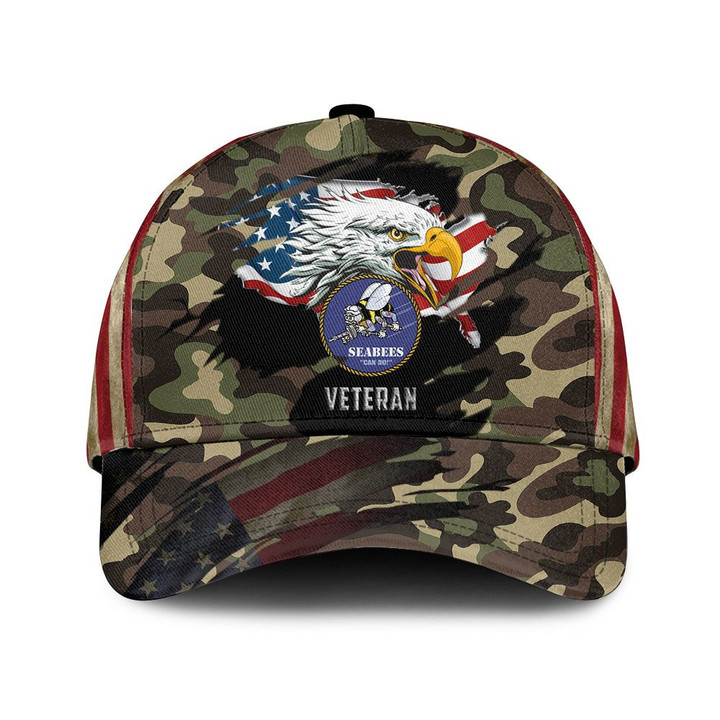 Head Of Eagle With USA Flag And Camo Pattern Art Printed Baseball Cap Hat