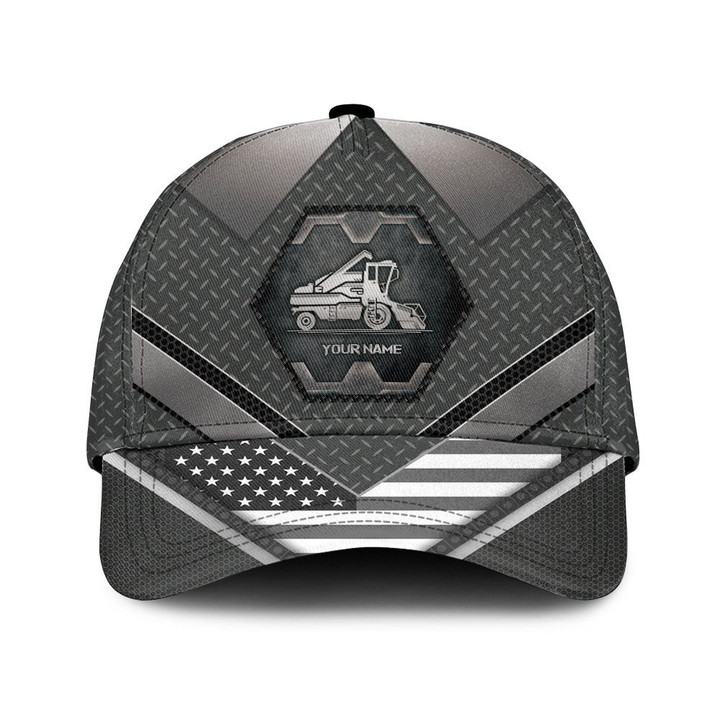 Personalized Custom Name Truck Loader American Flag Pattern Baseball Cap Hat