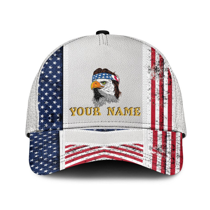 Personalized Custom Name American Cool Eagle Star And Stripes Pattern Baseball Cap Hat