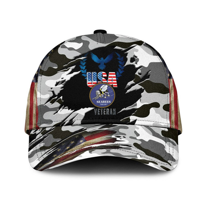 USA Word Flag And Camo Pattern Art Printed Baseball Cap Hat