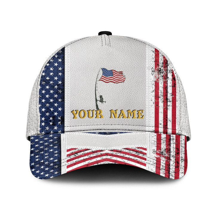 Personalized Custom Name American Flag Star And Stripes Pattern Baseball Cap Hat