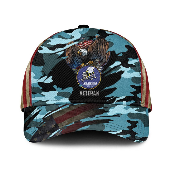 United States Army Bald Eagle And Baby Blue Camo Pattern Printed Baseball Cap Hat