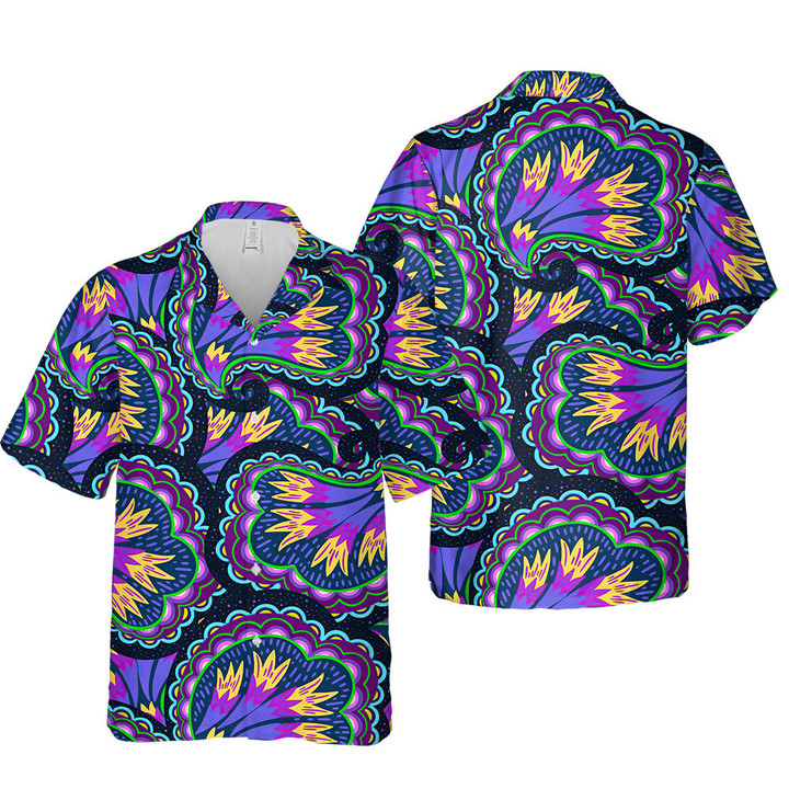 Black And Purple Tone Colorful Hippe Unisex Polynesian 3D Hawaiian Shirt
