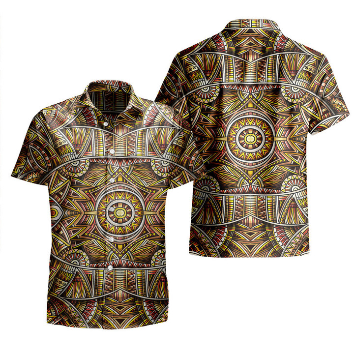 Yellow Mirror Optical Illustration Vintage Tribal Texture All Over Print 3D Hawaiian Shirt