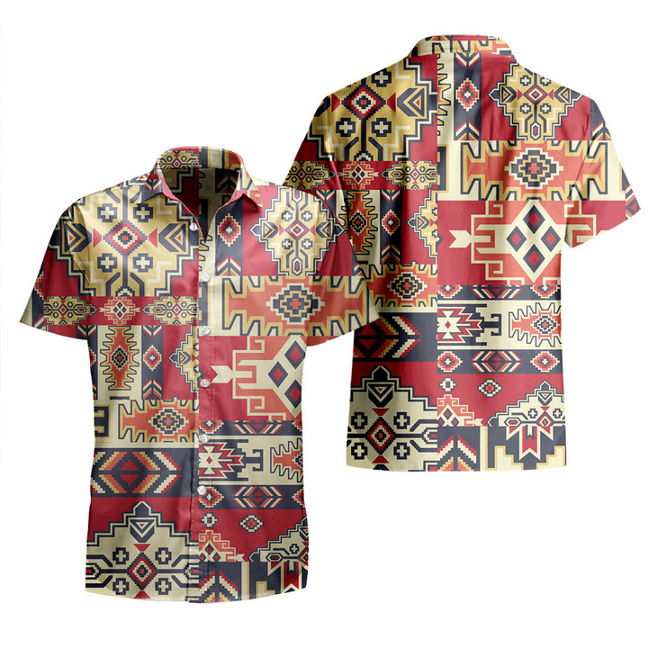Vintage Red Aztec Pattern Different Square Type All Over Print 3D Hawaiian Shirt