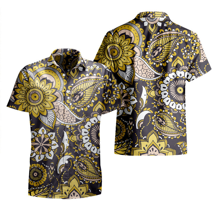 Yellow Tone Hawaiian Hibiscus Flower Vintage Tribal Pattern All Over Print 3D Hawaiian Shirt