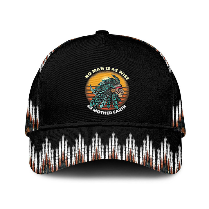 Mother Earth Indian Chief Black Theme Baseball Cap Hat