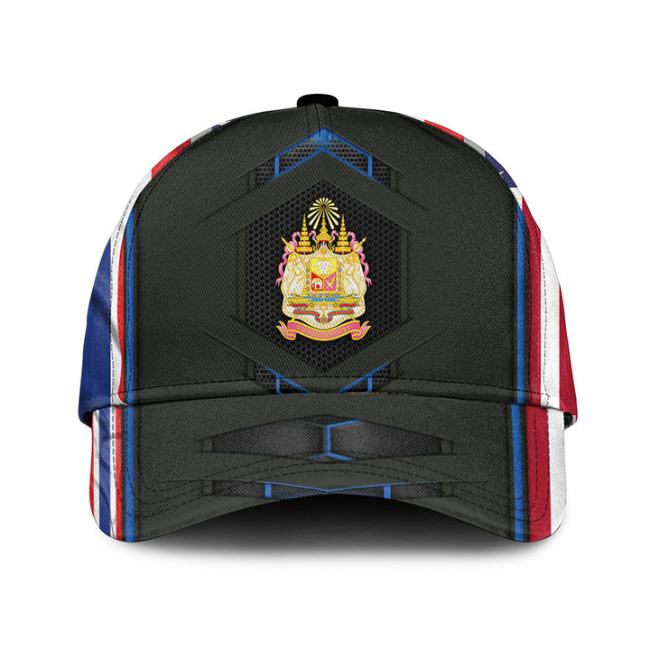 Coat of Arms Of Thailand Flag Pattern Black Theme Baseball Cap Hat