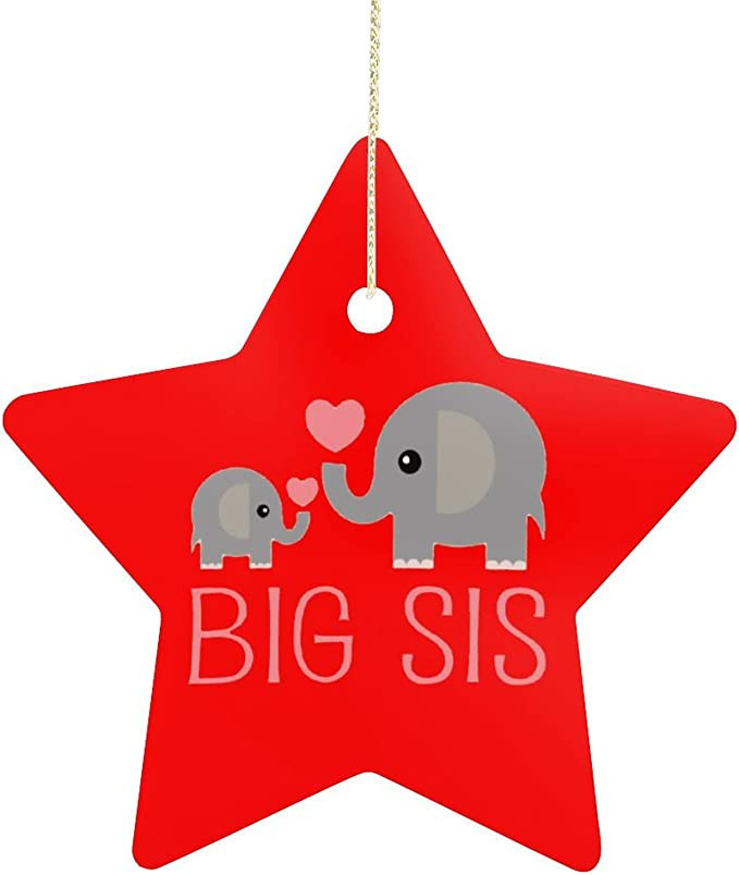 Elephant Big Sister Ceramic Star Ornament Christmas Tree Ornaments Decorations