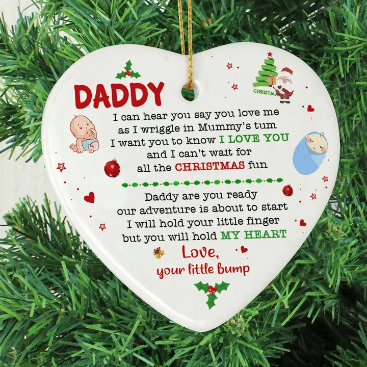 Gift For Dad To Be Gift For Husband Christmas Gift Heart Ceramic Heart Ornament Christmas Tree Ornaments Decorations