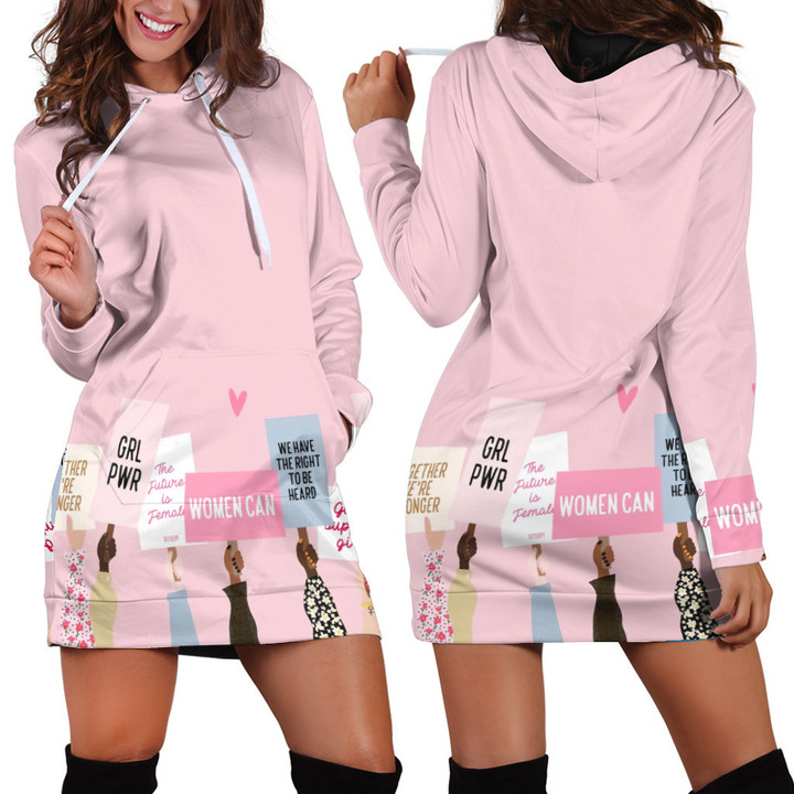 Women Can We Have The Right To be Heard In Pink Hoodie Dress 3D