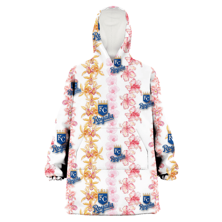 Kansas City Royals Pink Hibiscus Yellow Pink Orchid White Background 3D Printed Snug Hoodie