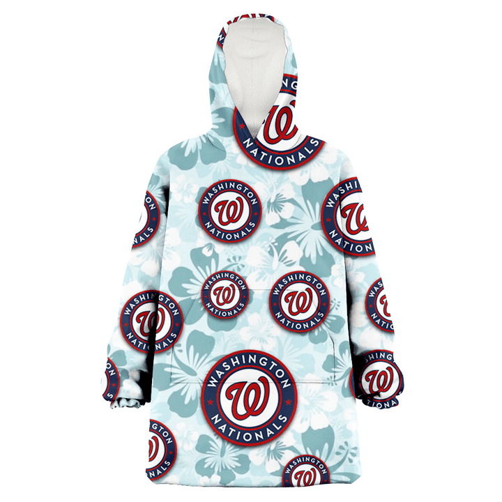 Washington Nationals Pale Turquoise Hibiscus Light Cyan Background 3D Printed Snug Hoodie