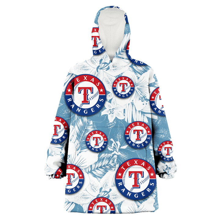 Texas Rangers White Hibiscus Orchid Light Blue Background 3D Printed Snug Hoodie