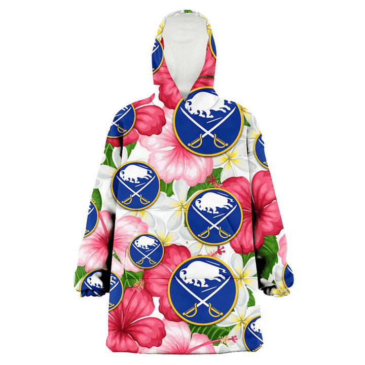 Buffalo Sabres White Porcelain Flower Pink Hibiscus White Background 3D Printed Snug Hoodie