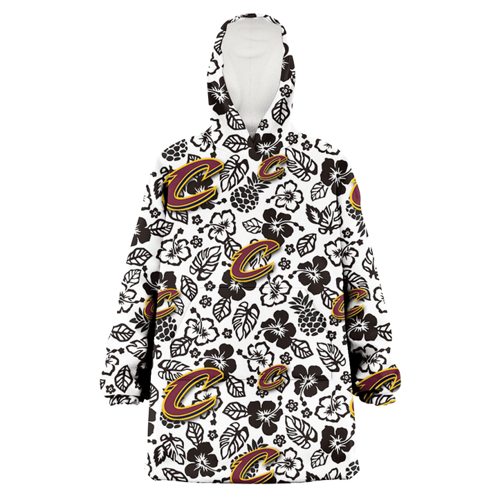 Cleveland Cavaliers Black And White Hibiscus Leaf White Background 3D Printed Snug Hoodie