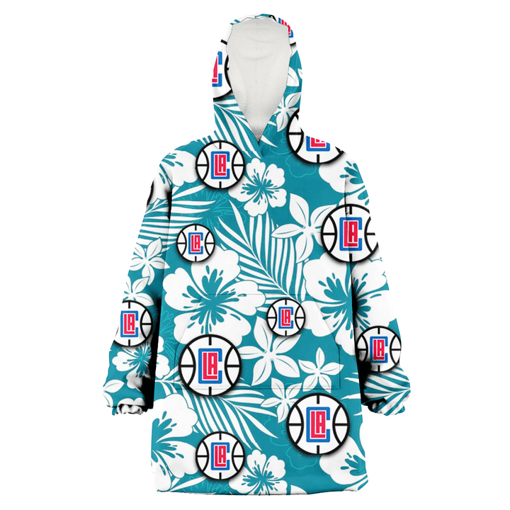 Los Angeles Clippers White Hibiscus White Porcelain Flower Light Green Background 3D Printed Snug Hoodie