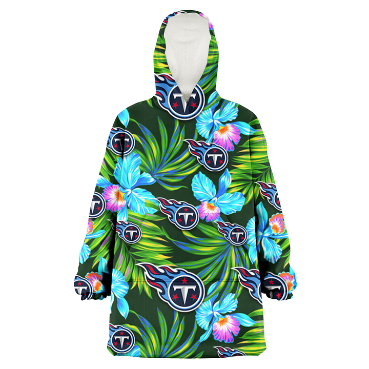 Tennessee Titans Electro Color Hibiscus Black Background 3D Printed Snug Hoodie