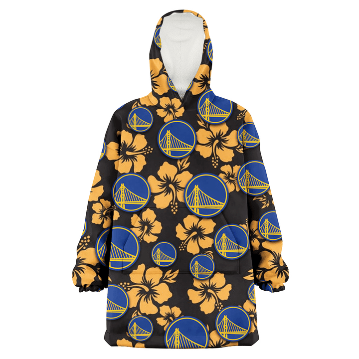 Golden State Warriors Tiny Yellow Hibiscus Black Background 3D Printed Snug Hoodie