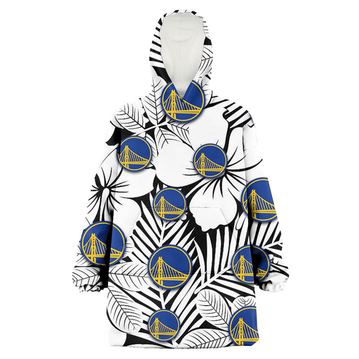 Golden State Warriors White Big Hibiscus Black Background 3D Printed Snug Hoodie