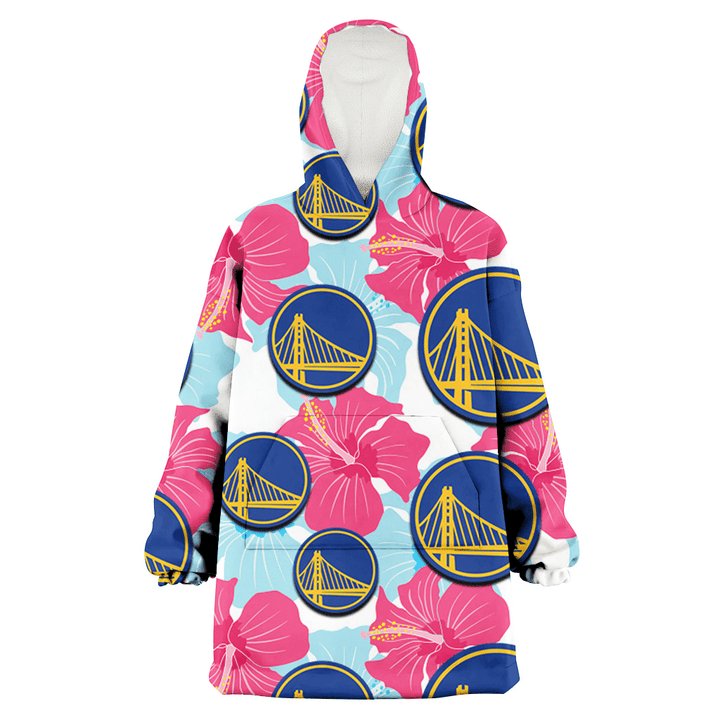 Golden State Warriors Pink Blue Hibiscus White Background 3D Printed Snug Hoodie
