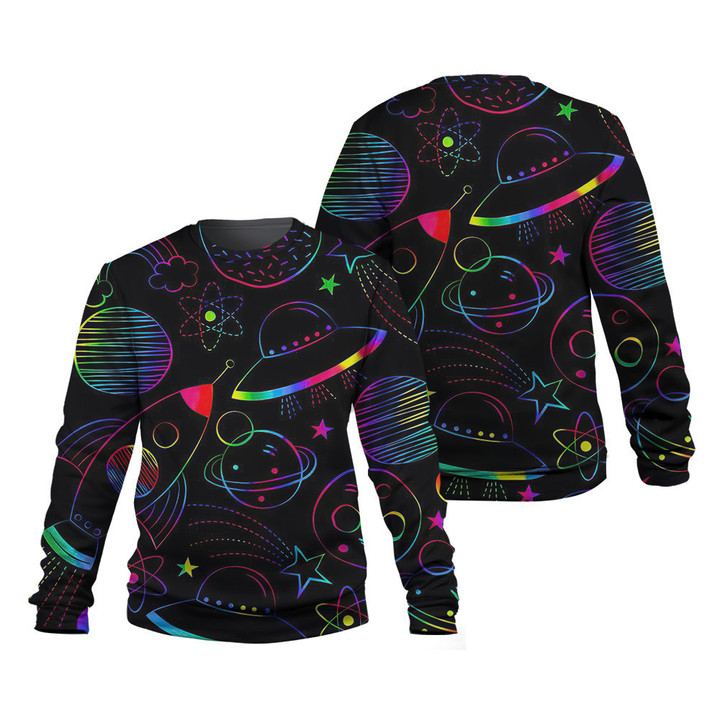 Spaceship Planet Colorful Pattern 3D Sweatshirt